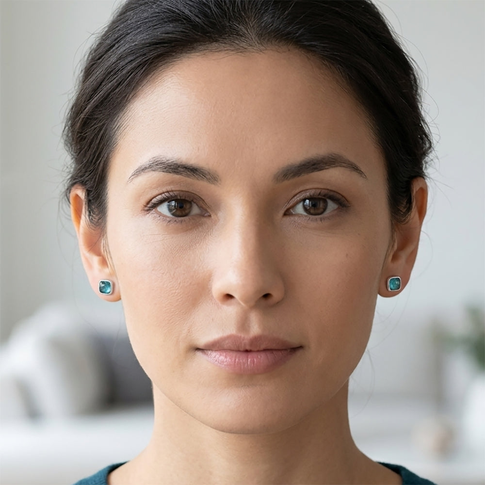 Apatite sterling silver ear studs