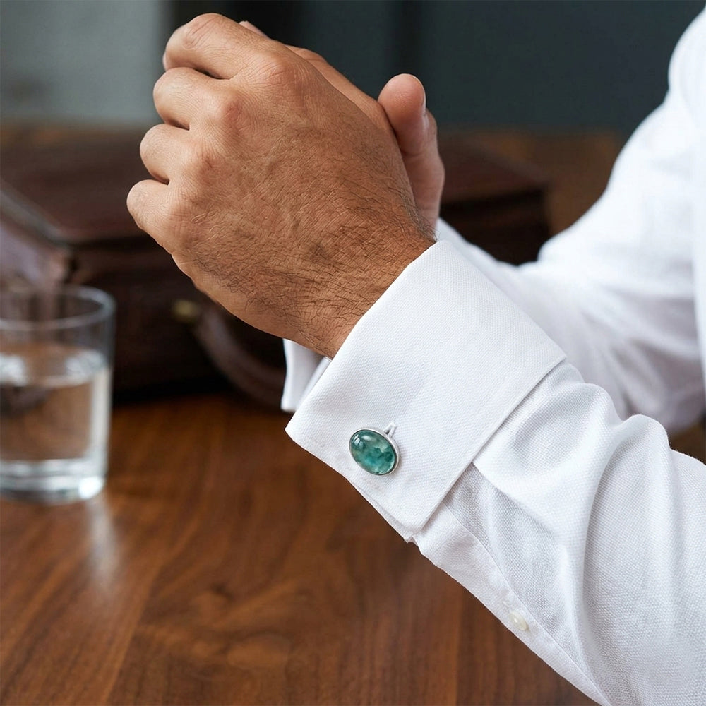 Apatite cufflinks in sterling silver 925