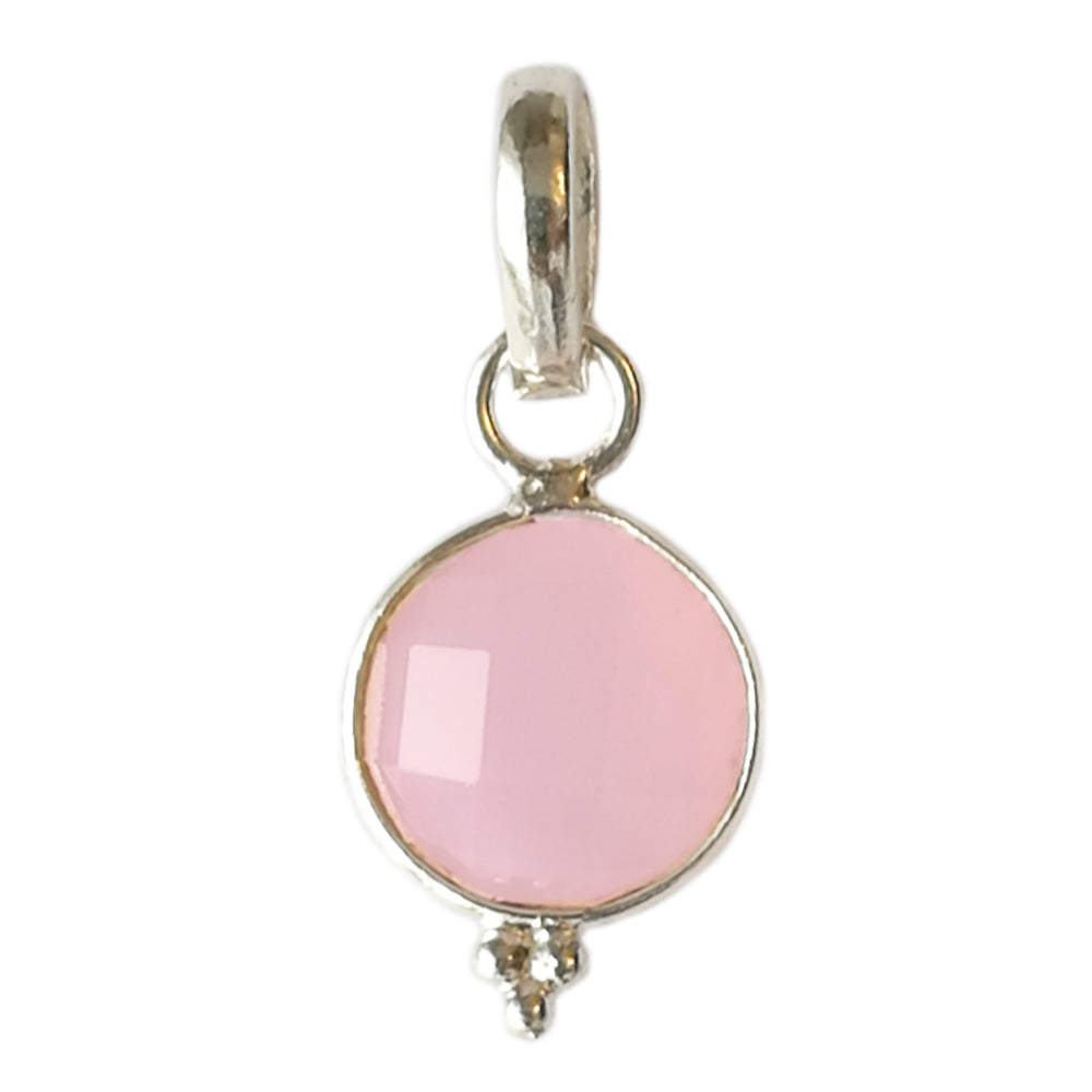 Pendentif quartz rose en argent massif 925