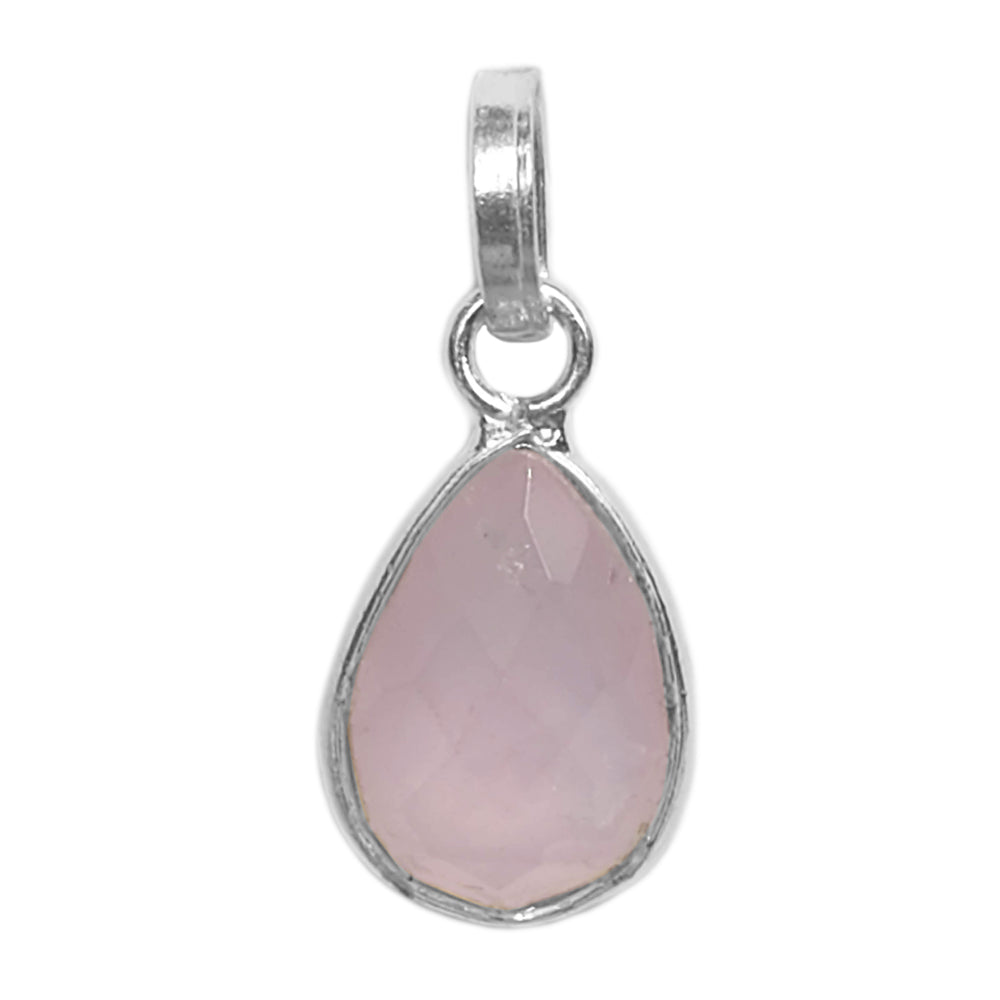 Rose quartz sterling silver pendant