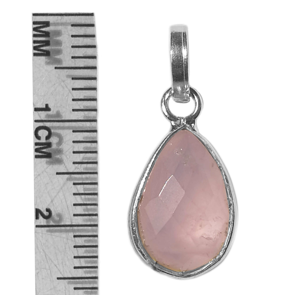 Rose quartz sterling silver pendant