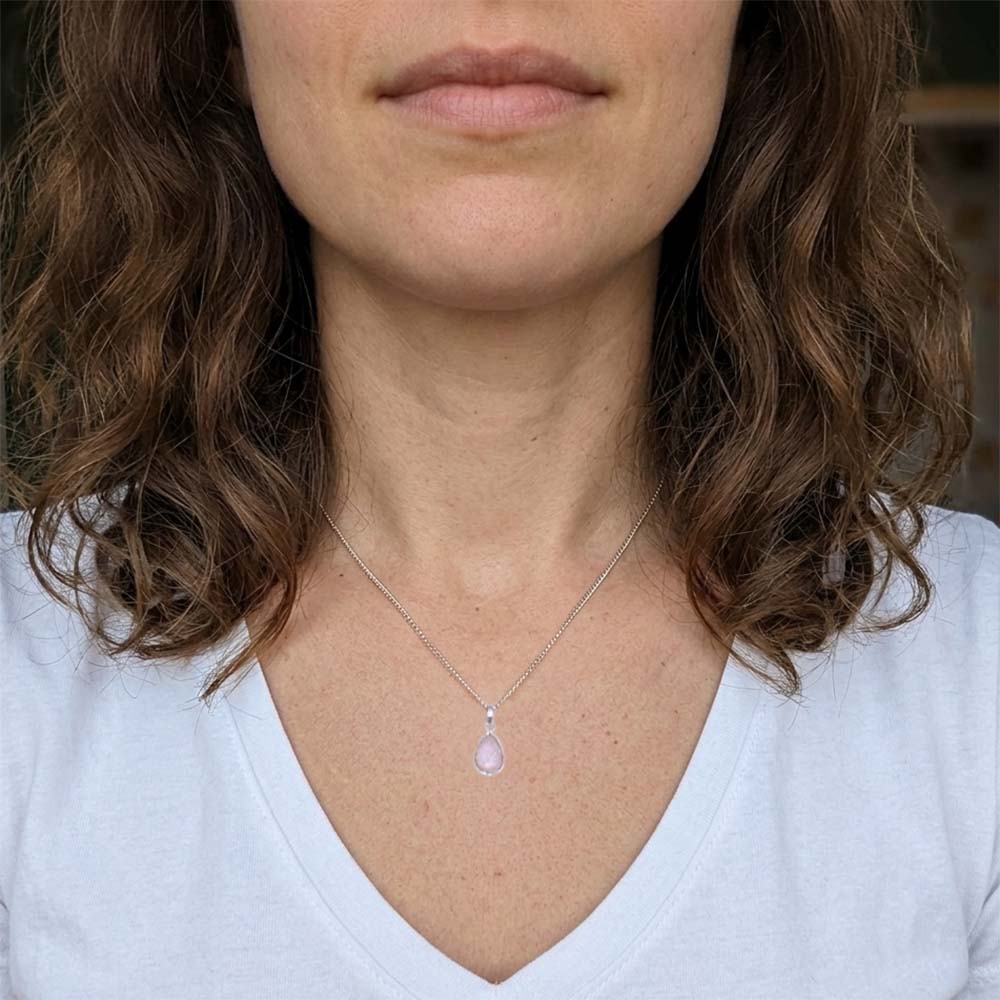 Pendentif quartz rose en argent massif 925