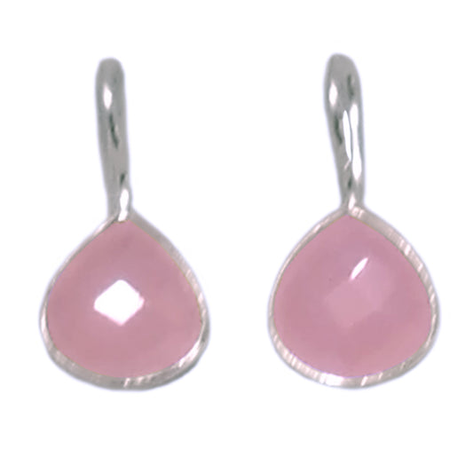 Boucles d’oreilles pendantes quartz rose en argent massif 925