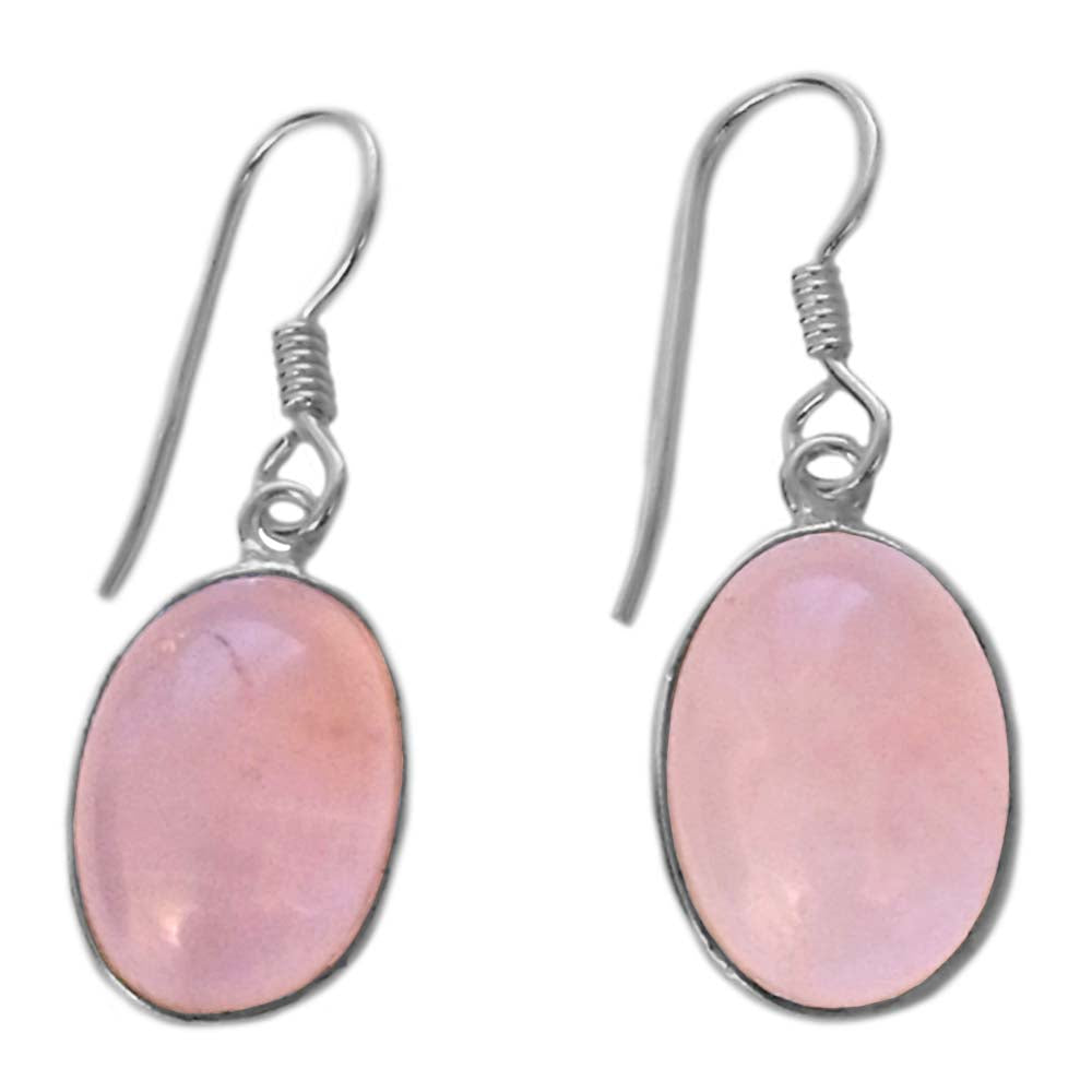 Rose quartz sterling silver drop earrings