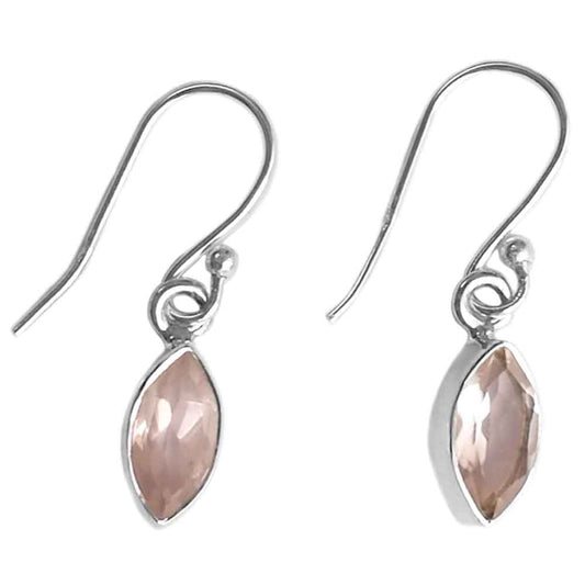 Boucles d’oreilles pendantes quartz rose en argent massif 925