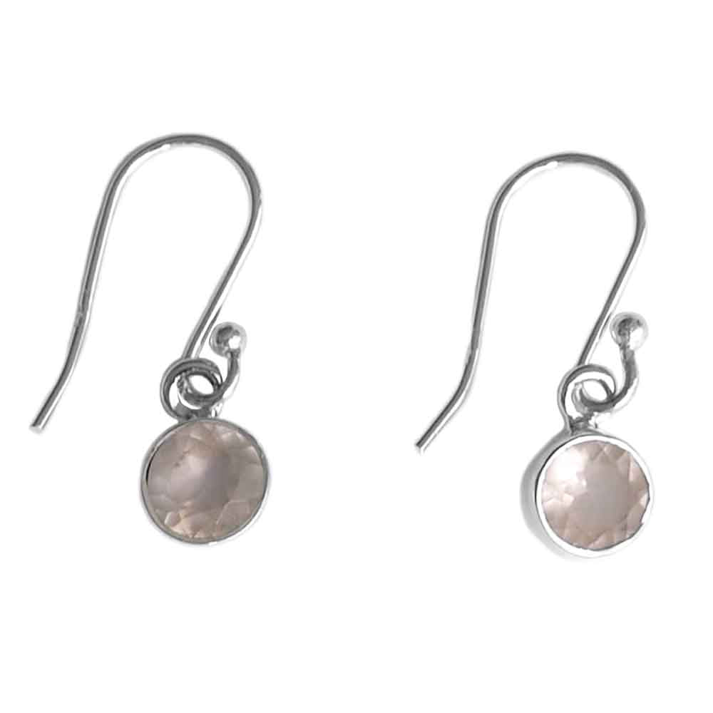 Boucles d’oreilles pendantes quartz rose en argent massif 925