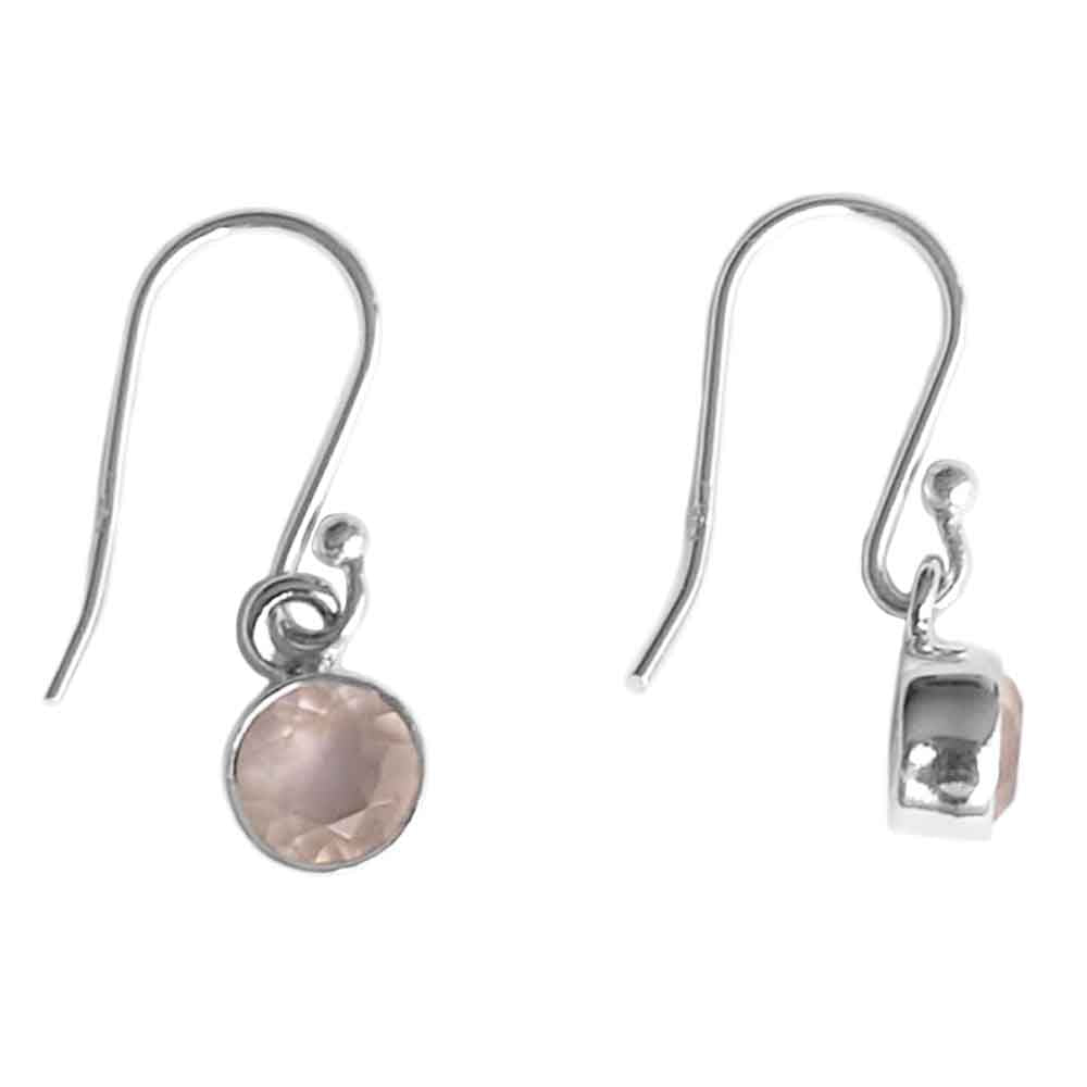 Boucles d’oreilles pendantes quartz rose en argent massif 925