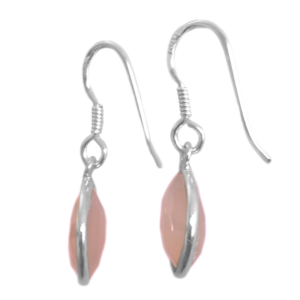 Boucles d’oreilles pendantes quartz rose en argent massif 925