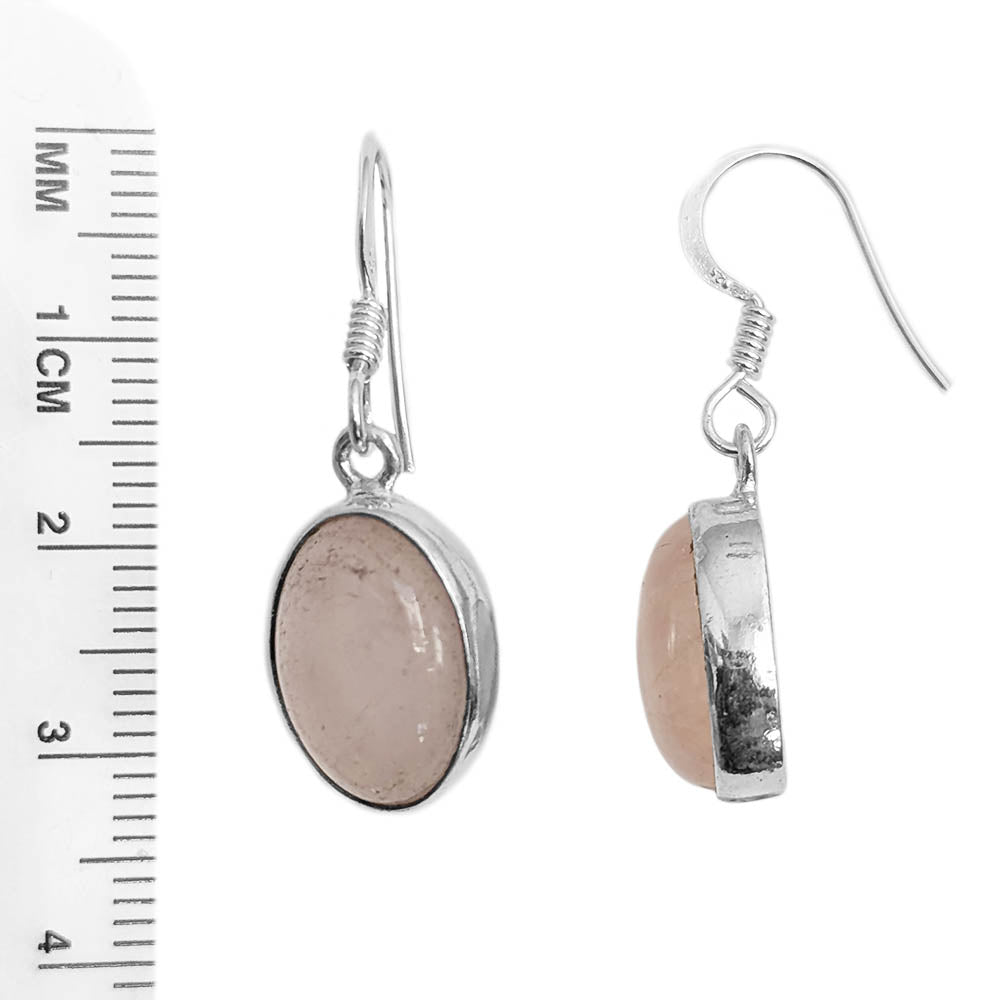 Boucles d’oreilles pendantes quartz rose en argent massif 925