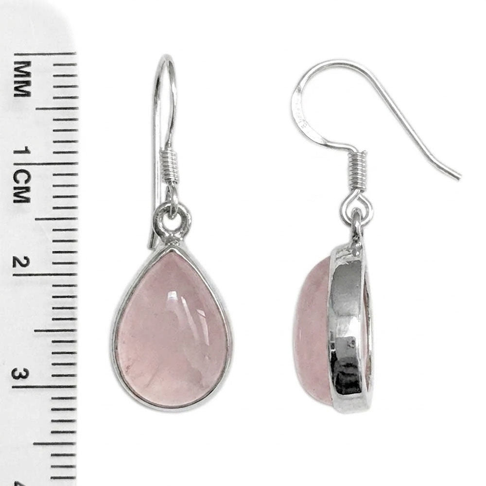Boucles d’oreilles pendantes quartz rose en argent massif 925