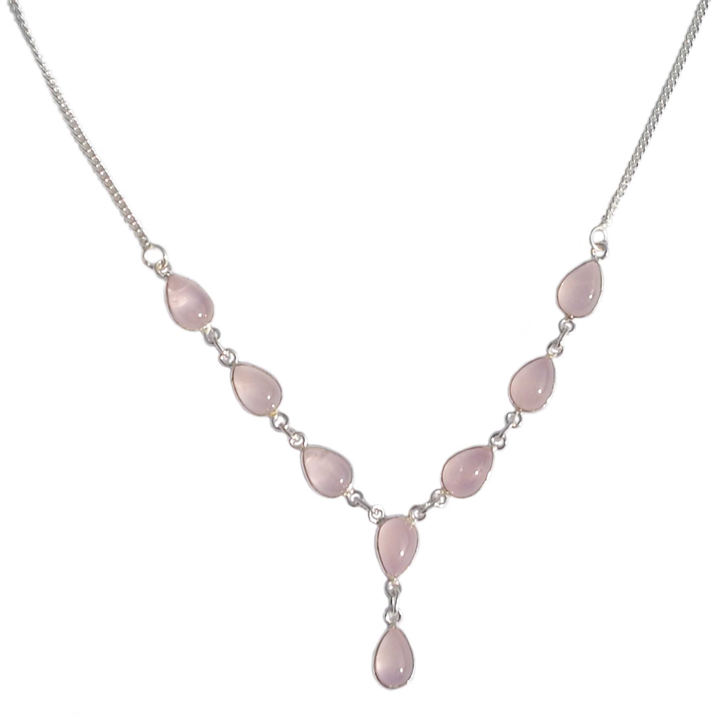 Collier quartz rose en argent massif 925