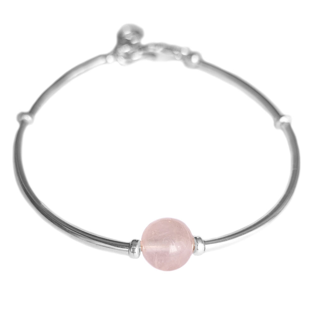 Bracelet quartz rose en argent massif 925