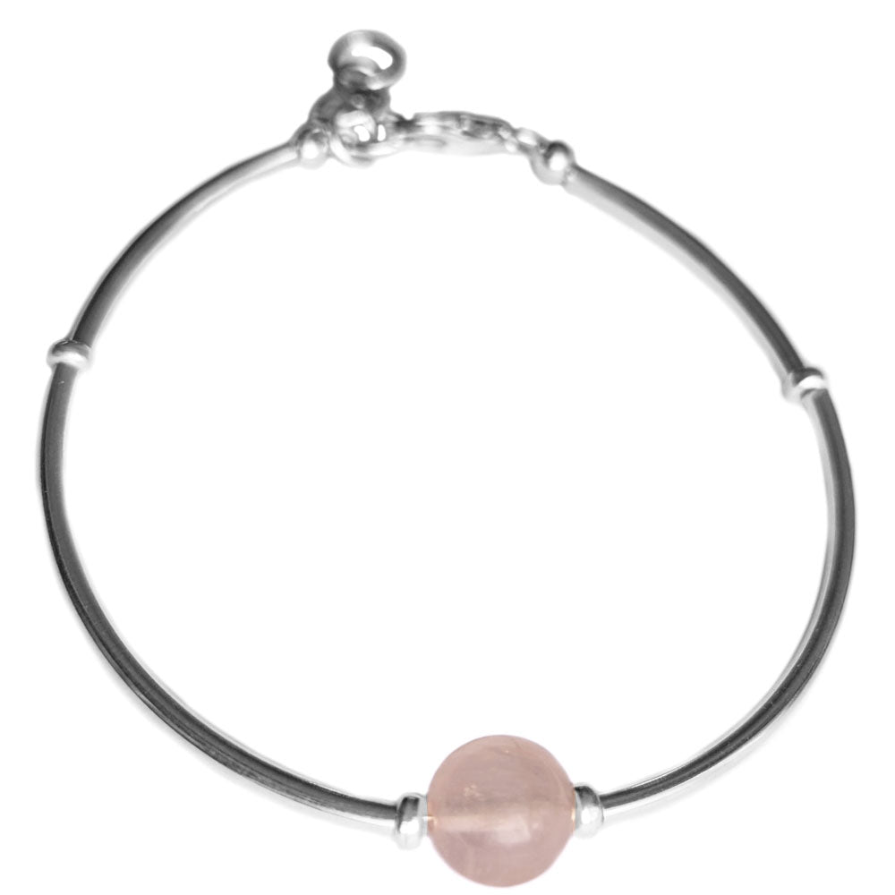 Bracelet quartz rose en argent massif 925