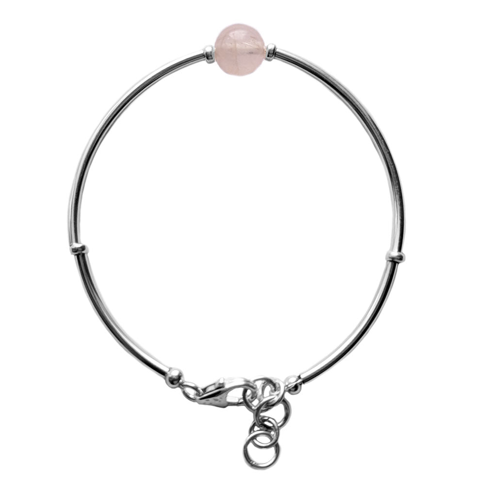 Bracelet quartz rose en argent massif 925