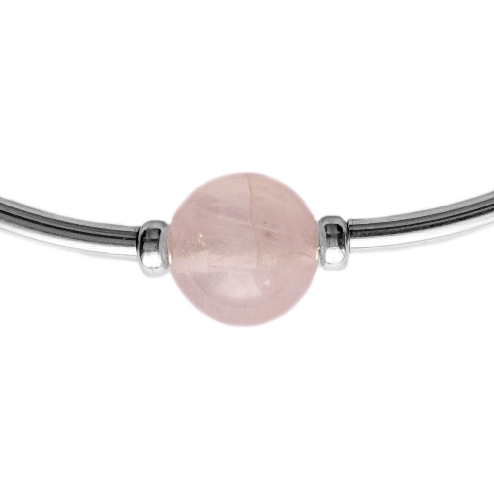 Bracelet quartz rose en argent massif 925