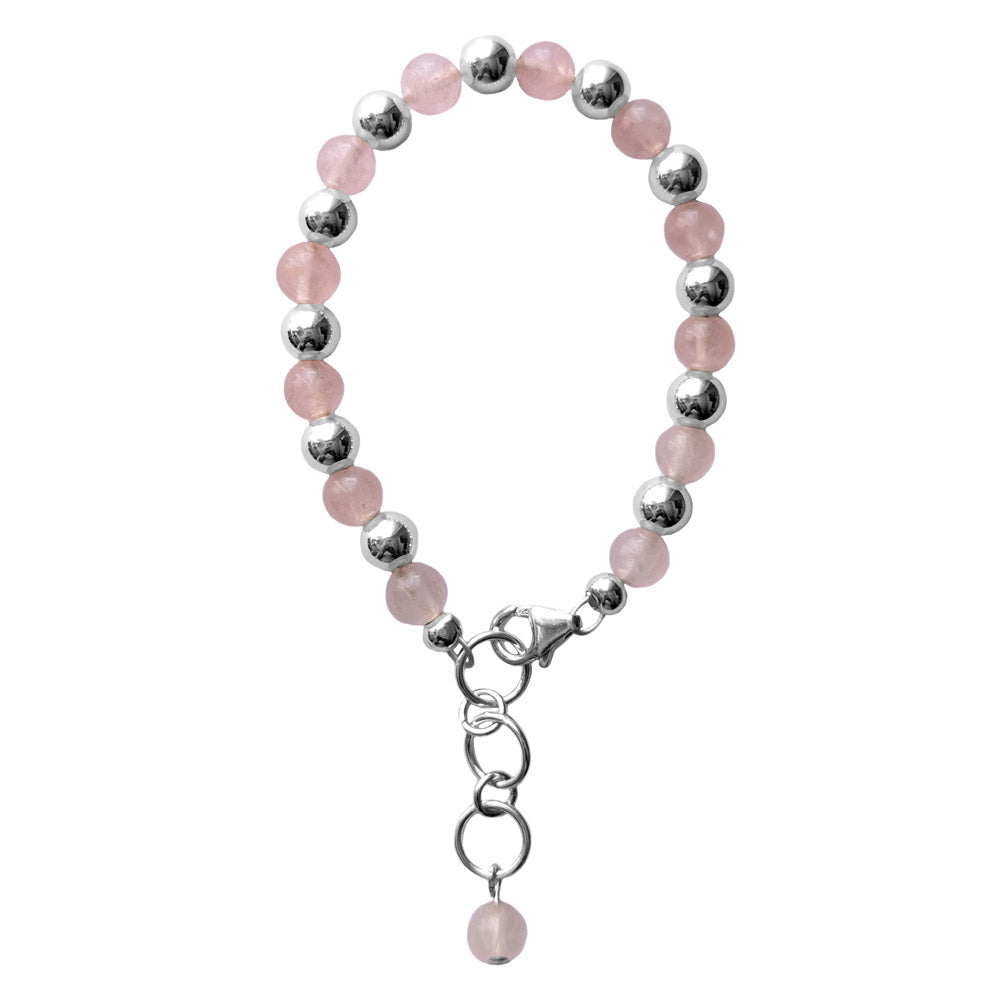 Bracelet quartz rose en argent massif 925