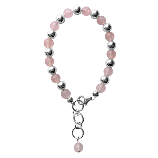 Bracelet quartz rose en argent massif 925
