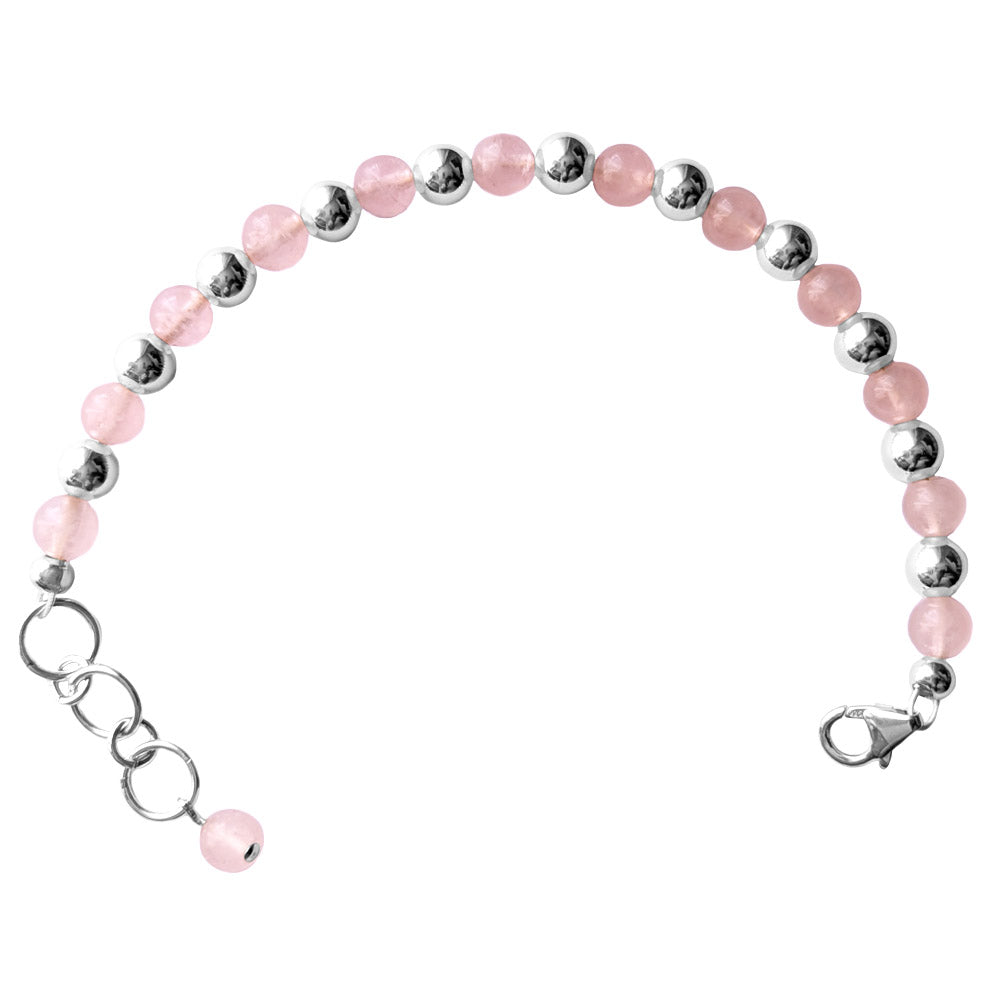 Bracelet quartz rose en argent massif 925