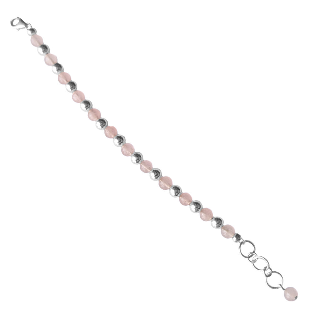 Bracelet quartz rose en argent massif 925