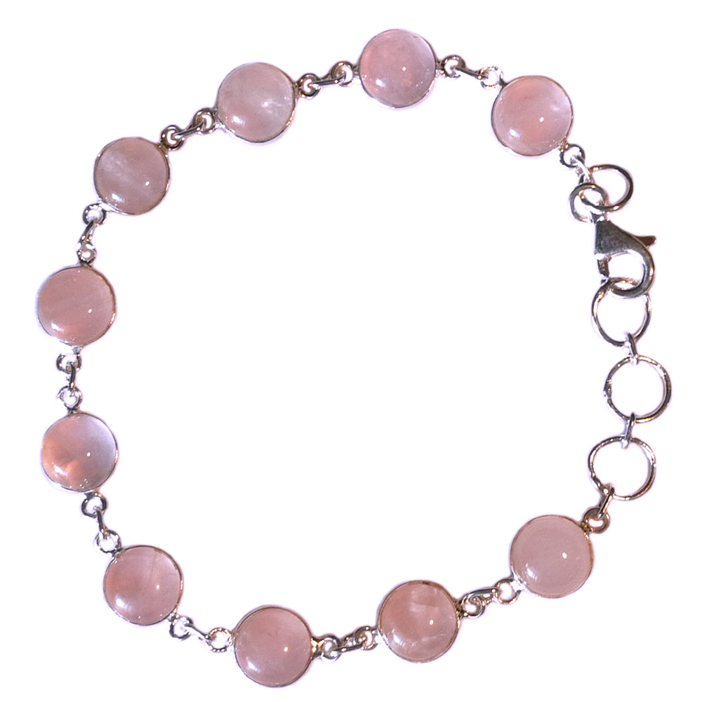 Bracelet quartz rose en argent massif 925