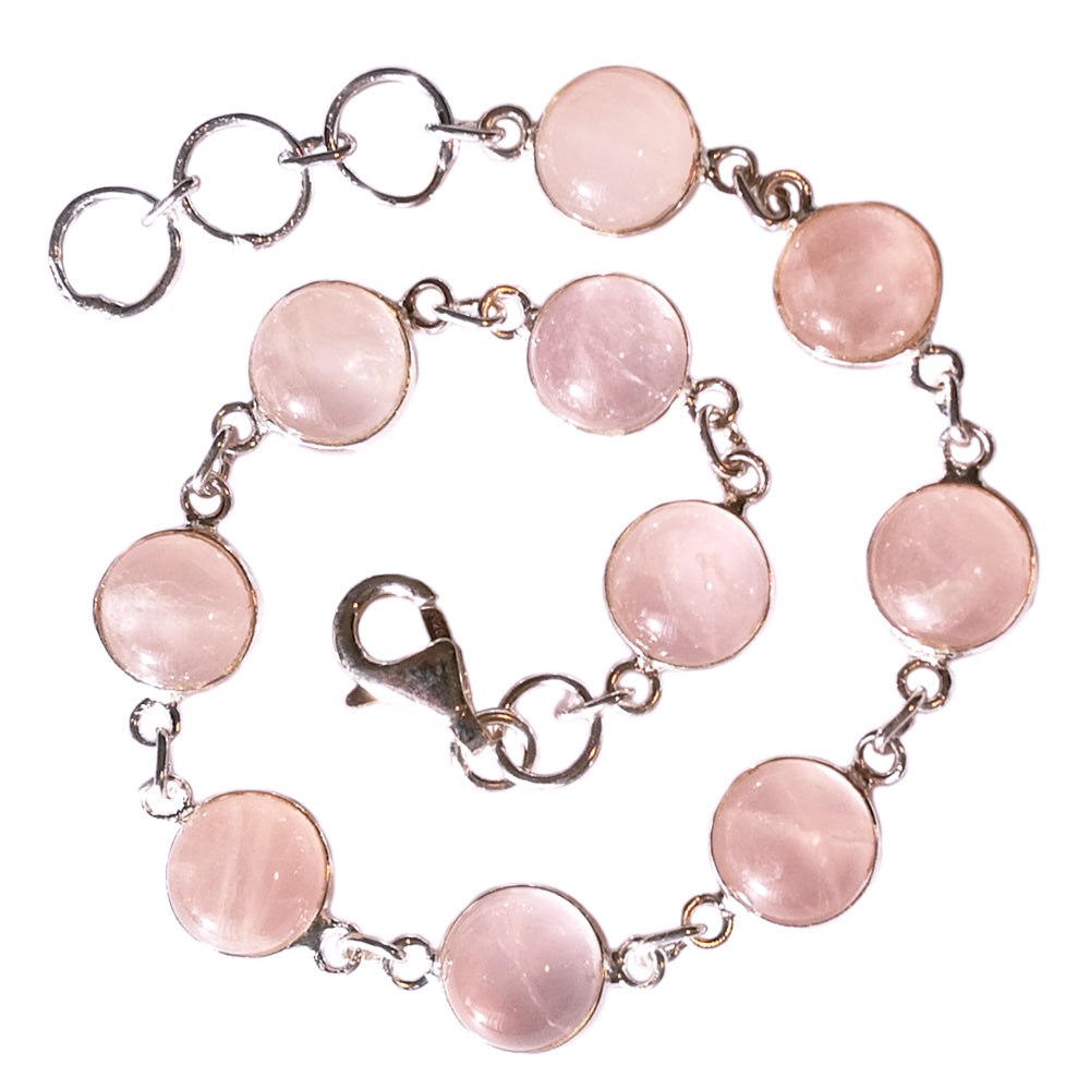 Bracelet quartz rose en argent massif 925