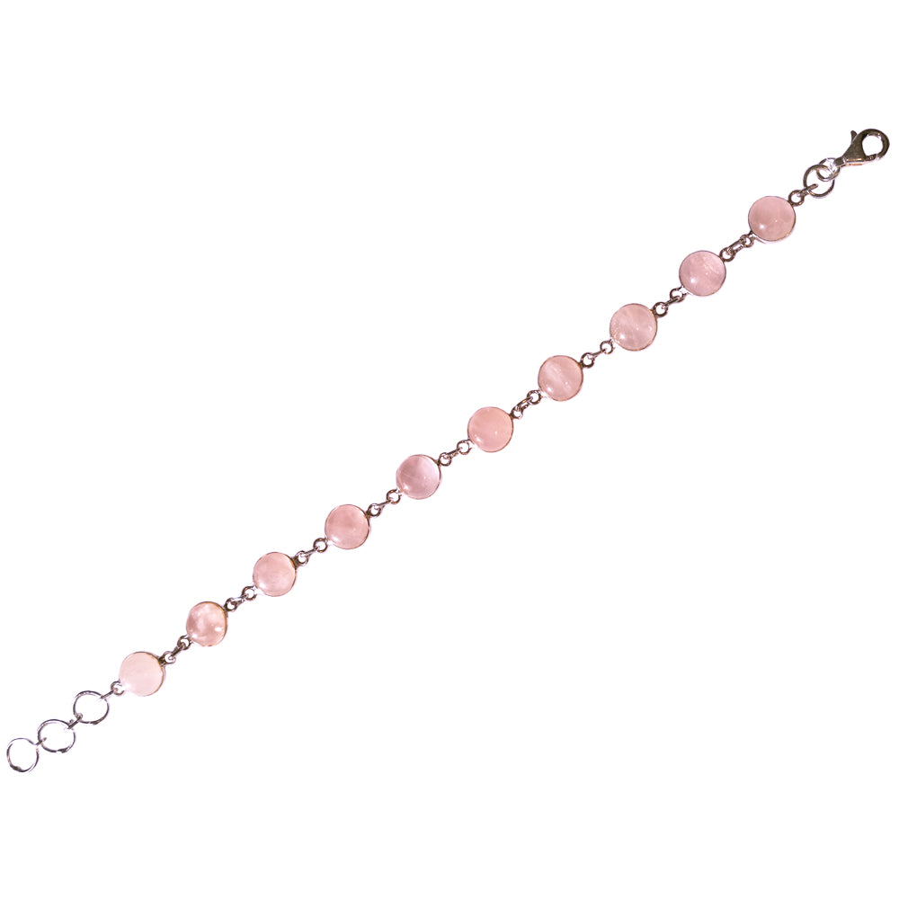 Bracelet quartz rose en argent massif 925