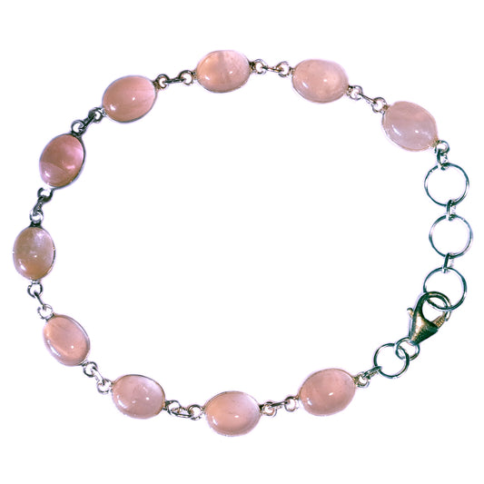 Bracelet quartz rose en argent massif 925