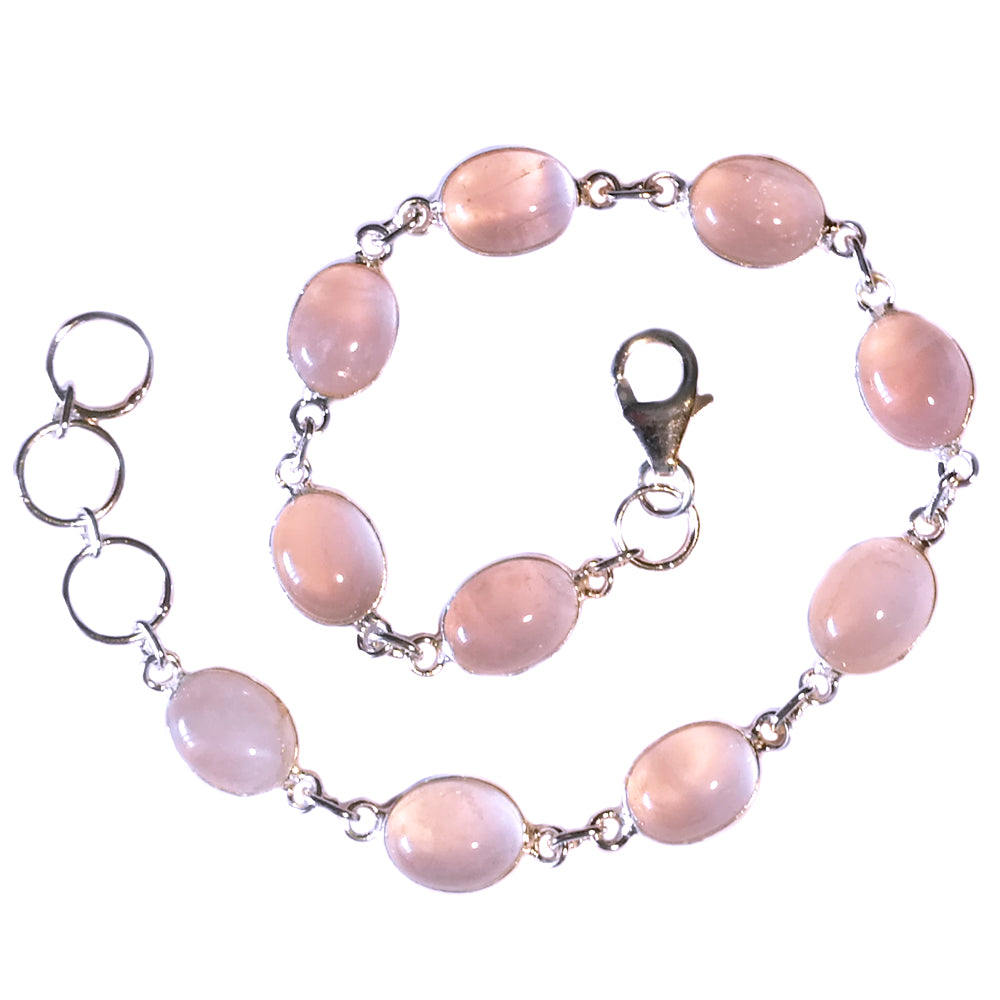 Bracelet quartz rose en argent massif 925