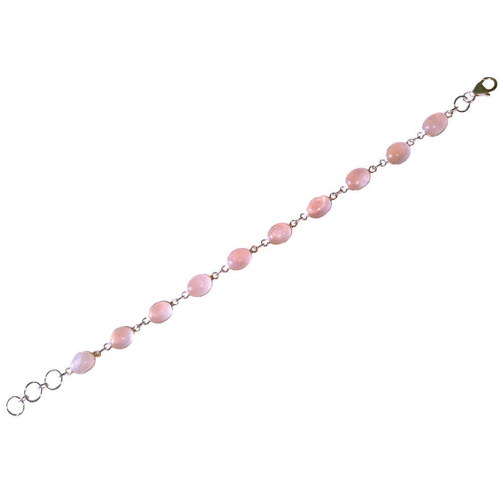 Bracelet quartz rose en argent massif 925