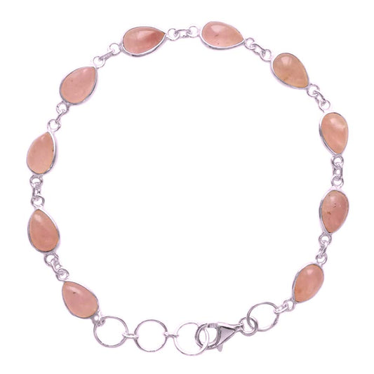 Bracelet quartz rose en argent massif 925