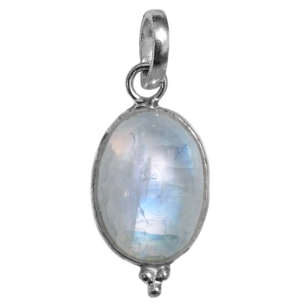 Pendentif pierre de lune arc-en-ciel en argent massif 925