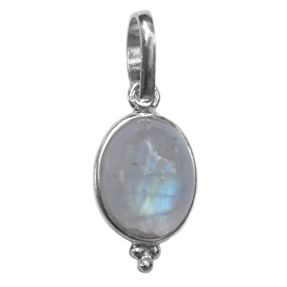 Pendentif pierre de lune arc-en-ciel en argent massif 925