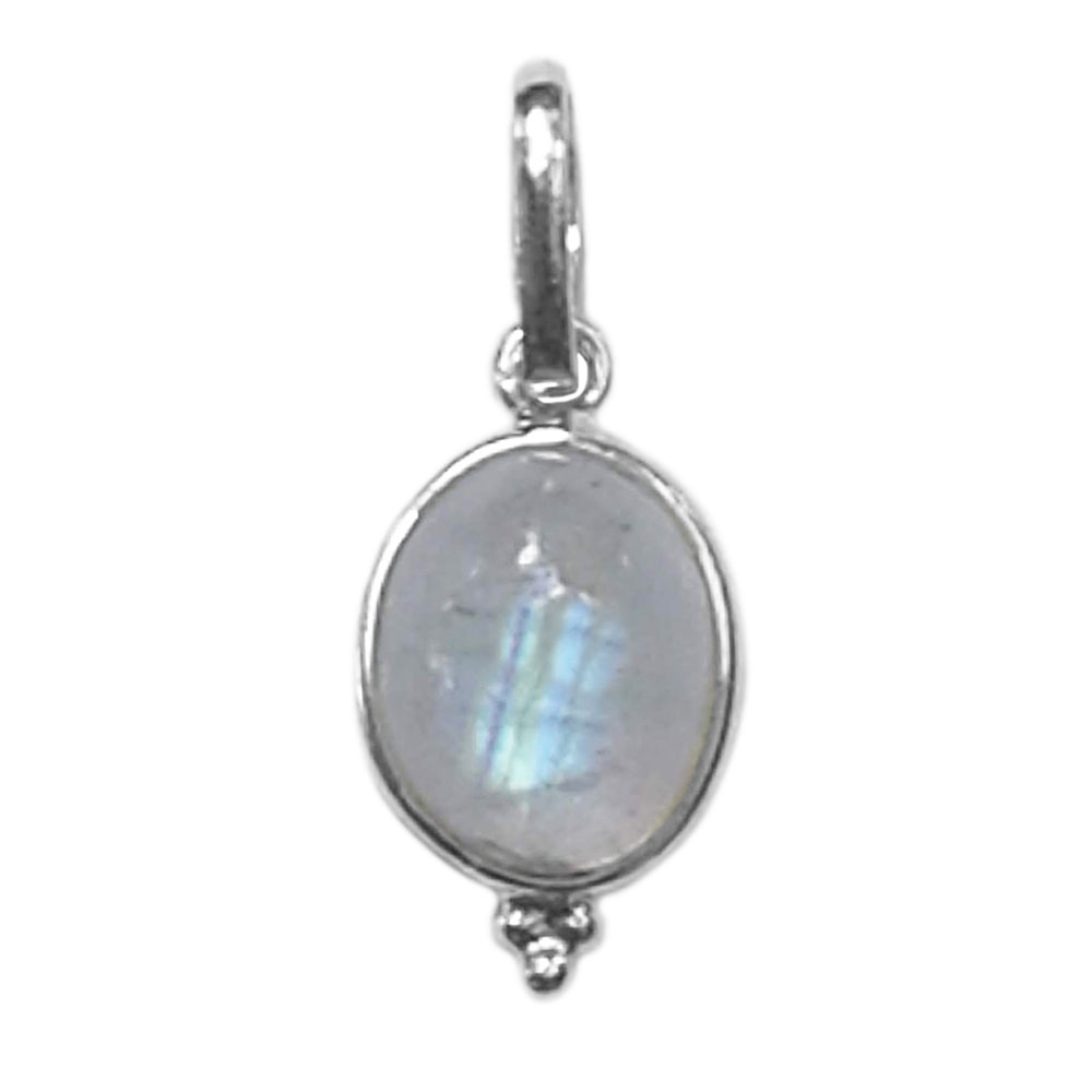 Pendentif pierre de lune arc-en-ciel en argent massif 925