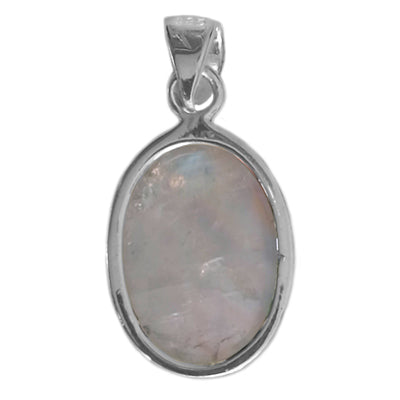 Rainbow moonstone sterling silver pendant