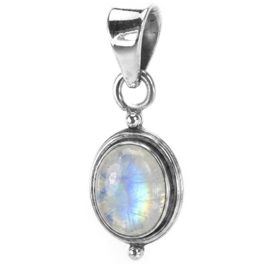 Pendentif pierre de lune arc-en-ciel en argent massif 925