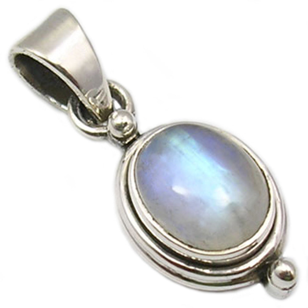 Rainbow moonstone sterling silver pendant