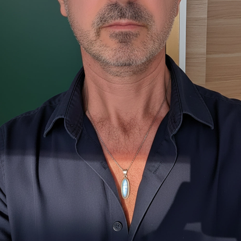 Pendentif pierre de lune en argent massif 925