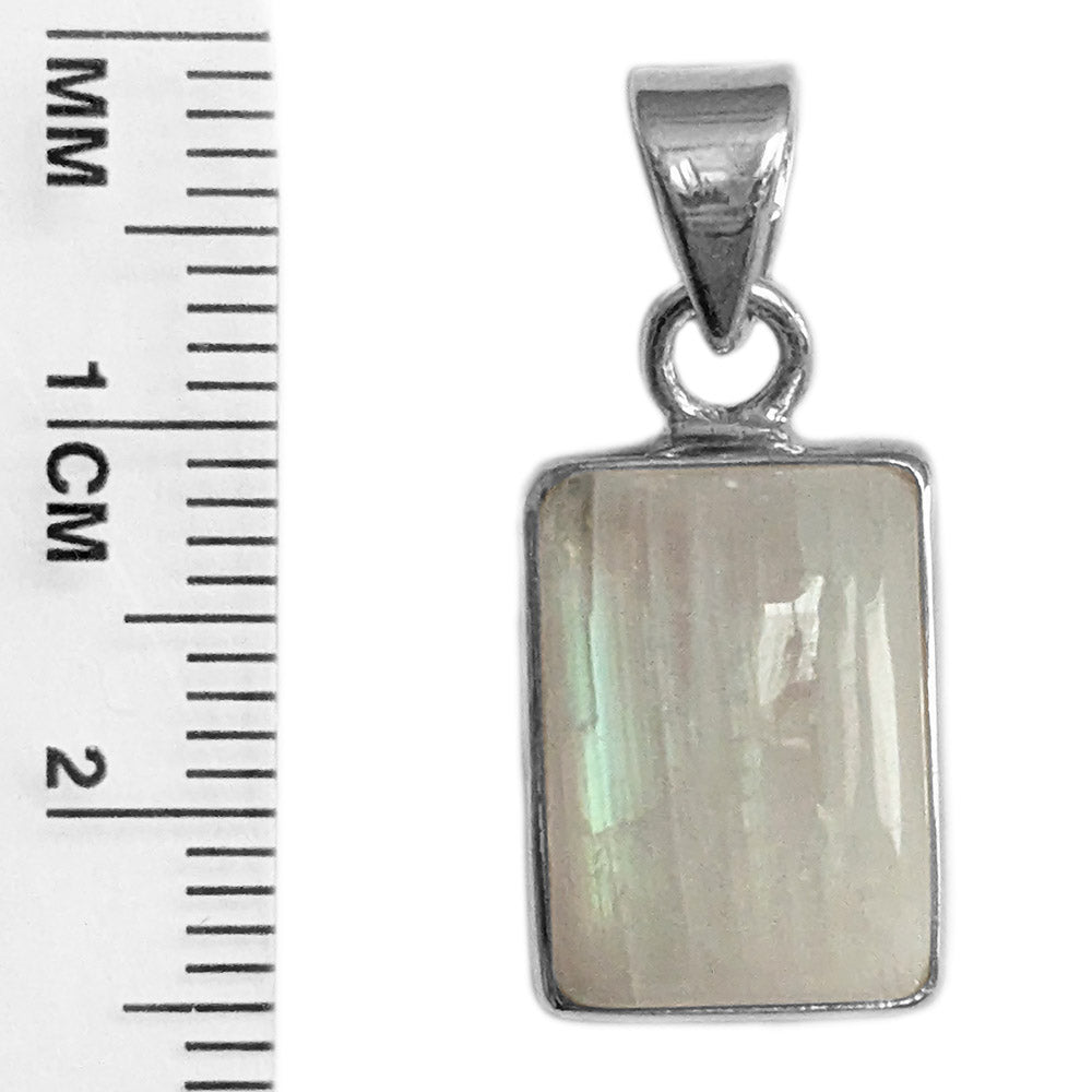 Rainbow moonstone sterling silver pendant