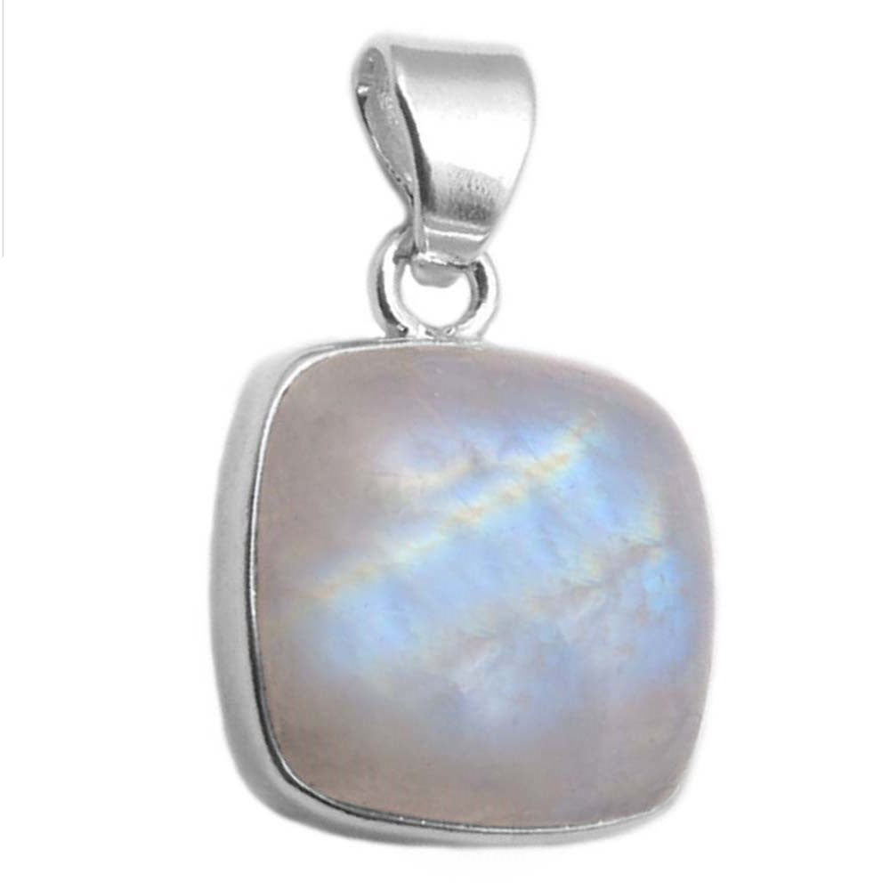 Rainbow moonstone sterling silver pendant