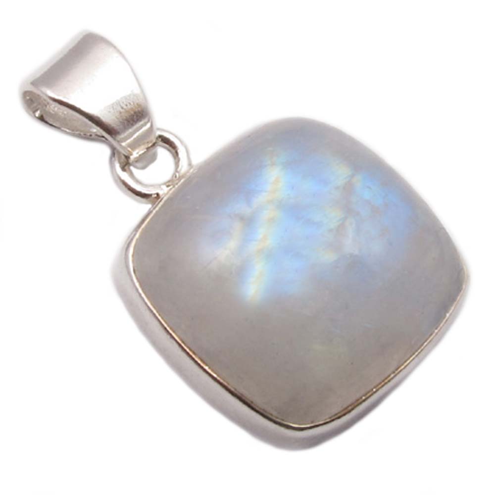 Rainbow moonstone sterling silver pendant