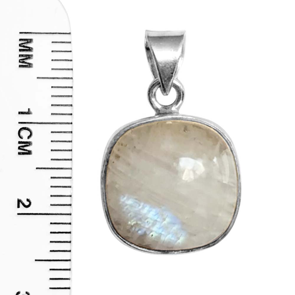 Pendentif pierre de lune arc-en-ciel en argent massif 925