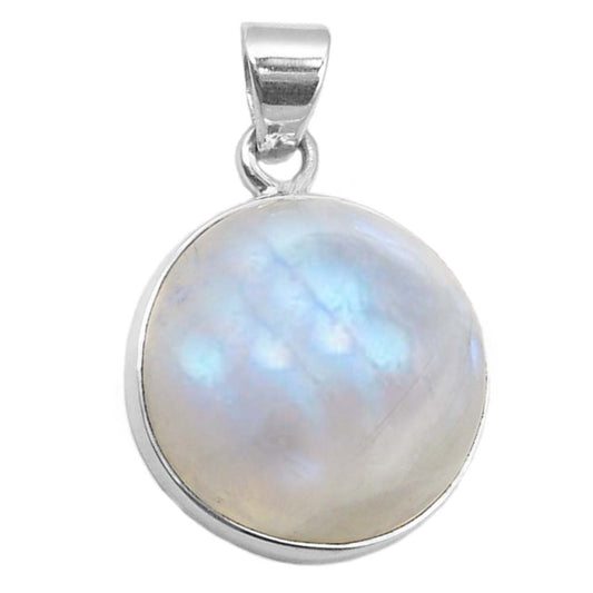 Rainbow moonstone sterling silver pendant