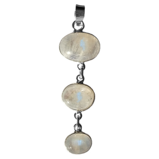 Rainbow moonstone sterling silver pendant