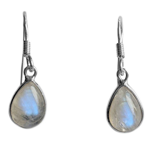 Boucles d’oreilles pierre de lune arc-en-ciel en argent massif 925