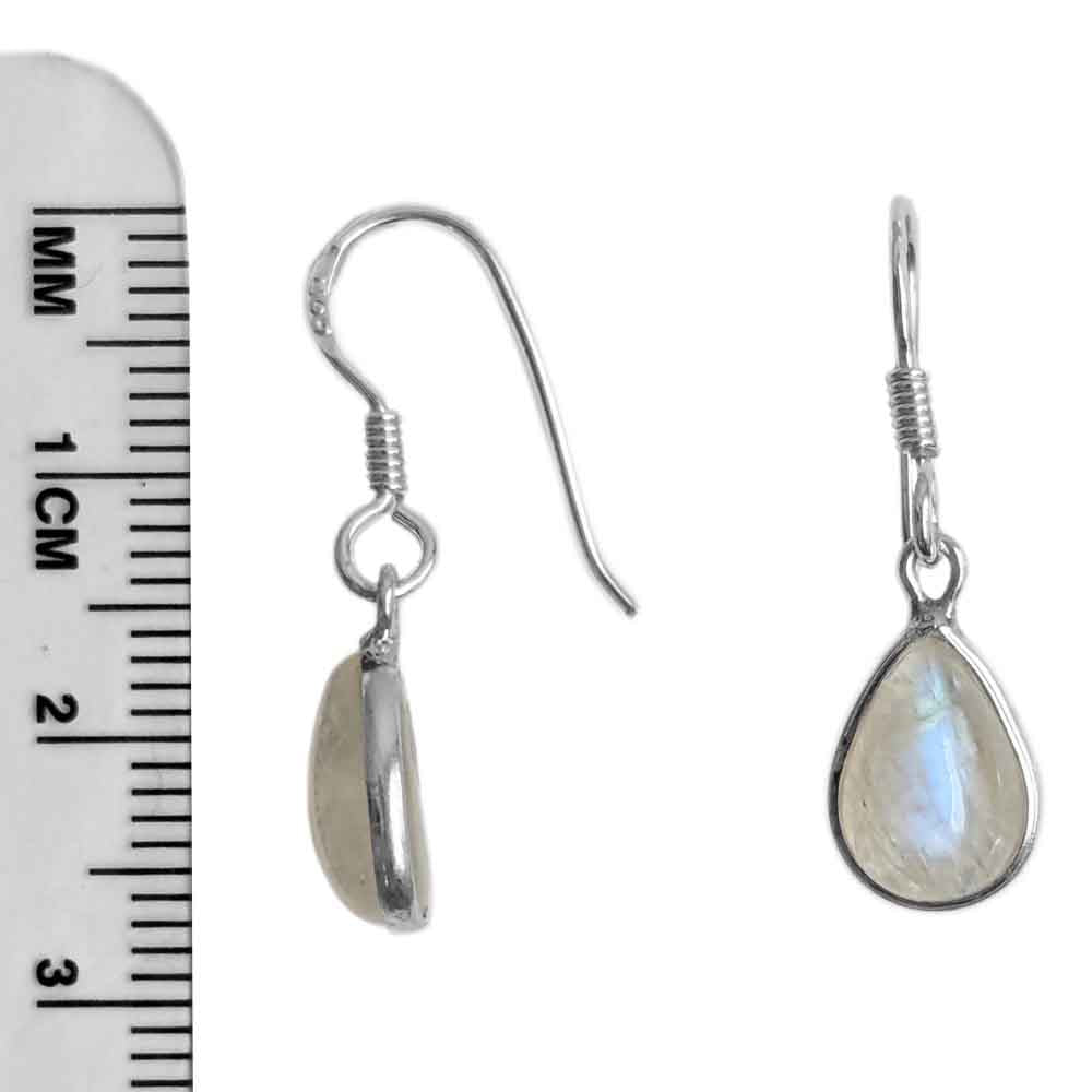 Boucles d’oreilles pierre de lune arc-en-ciel en argent massif 925