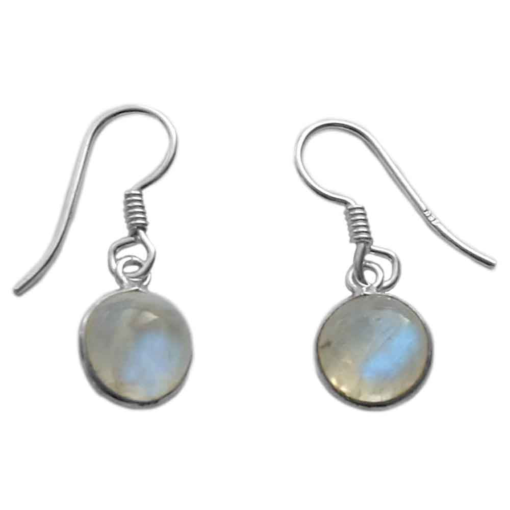 Boucles d’oreilles pierre de lune arc-en-ciel en argent massif 925