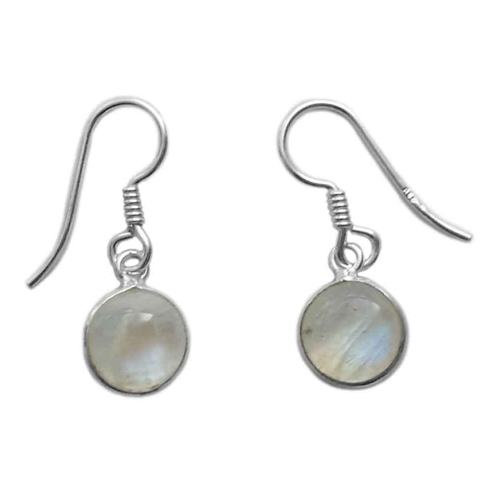 Boucles d’oreilles pierre de lune arc-en-ciel en argent massif 925