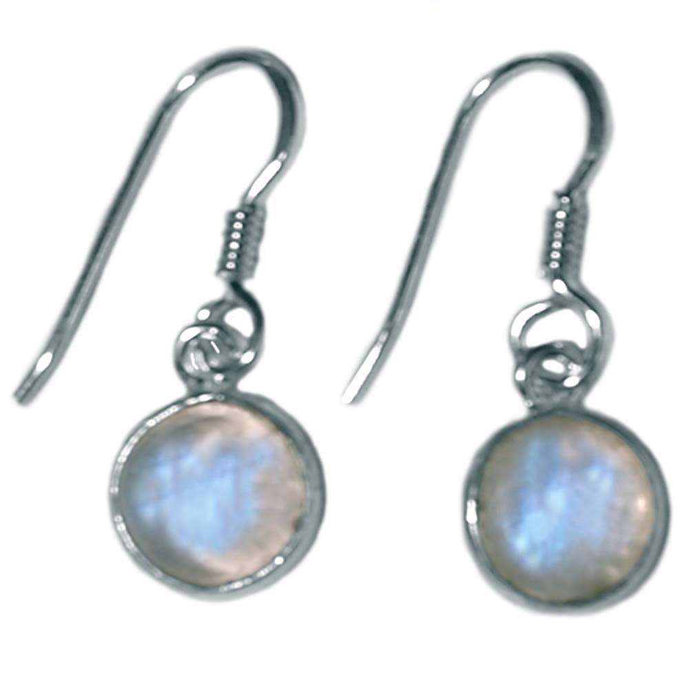 Boucles d’oreilles pierre de lune arc-en-ciel en argent massif 925