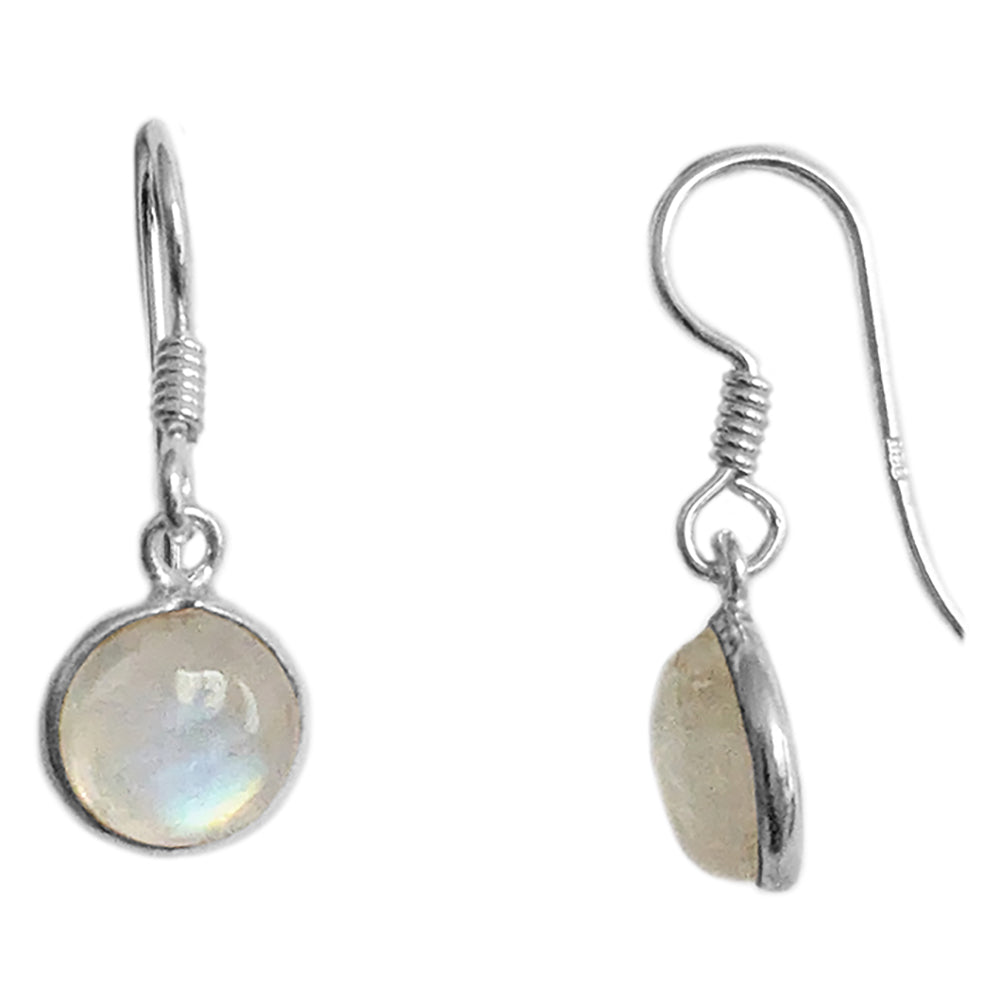 Boucles d’oreilles pierre de lune arc-en-ciel en argent massif 925