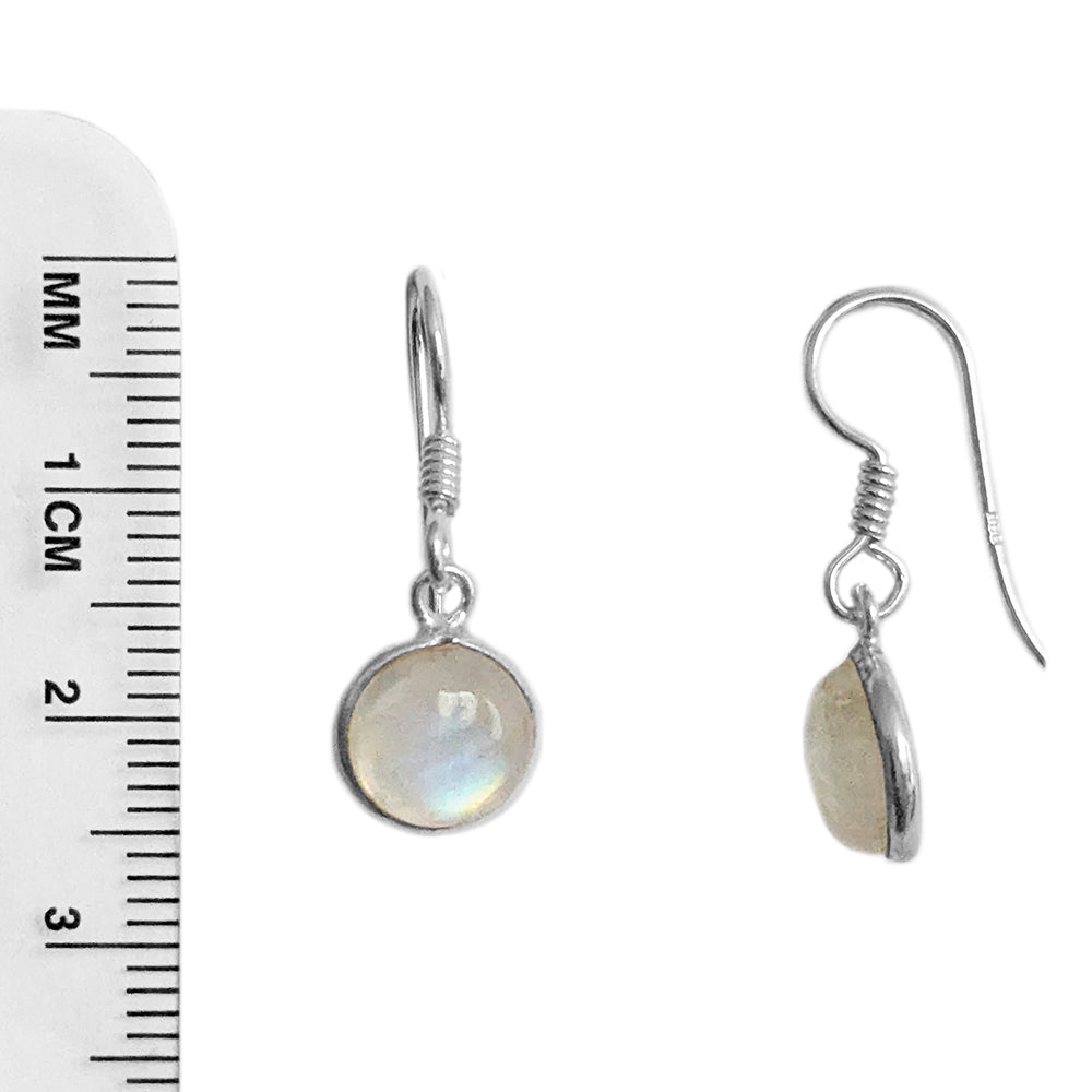 Boucles d’oreilles pierre de lune arc-en-ciel en argent massif 925